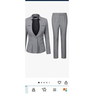 YUNCLOS Women's Elegant Business 2 Piece Office Lady Suit Set Work Blazer, Small